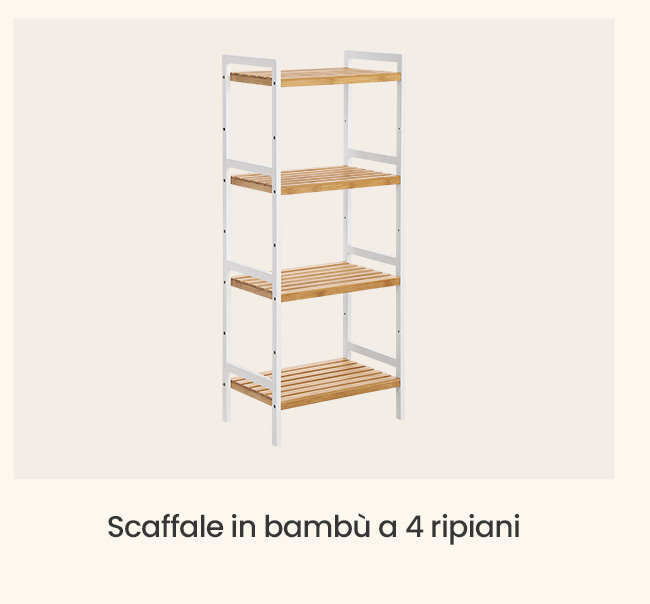 Scaffale in bambù a 4 ripiani
