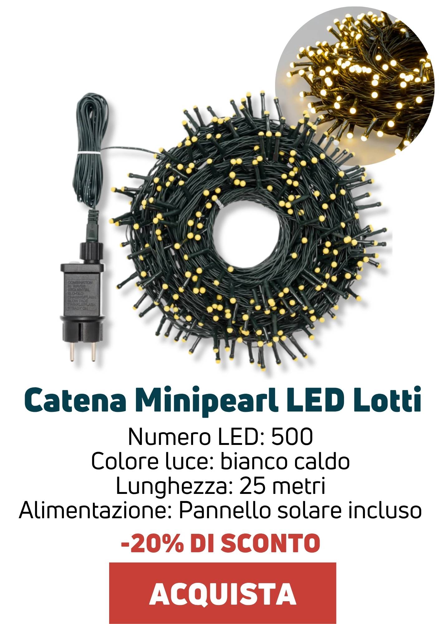 500 Minipearl Led 25m Lotti | Perrone Shop