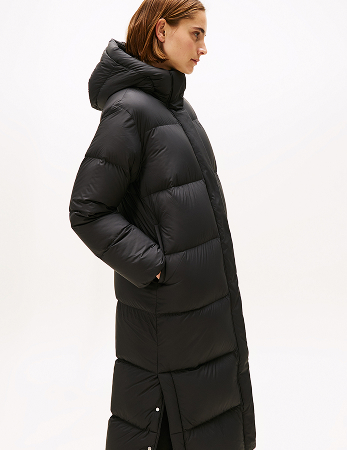 Piumino lungo con cappuccio