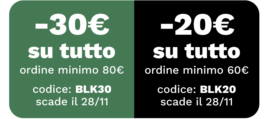 Fino a -30€ su tutto, ordine minimo 80€, codice: BLK30, scade il 28/11