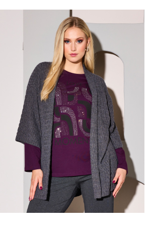 Cardigan dal taglio oversize in maglia lavorata con scollo a V e maniche a 3/4