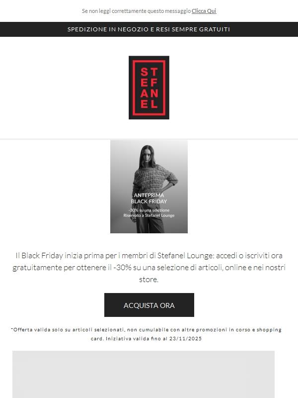 Accesso anticipato al BLACK FRIDAY| -30% su una selezione