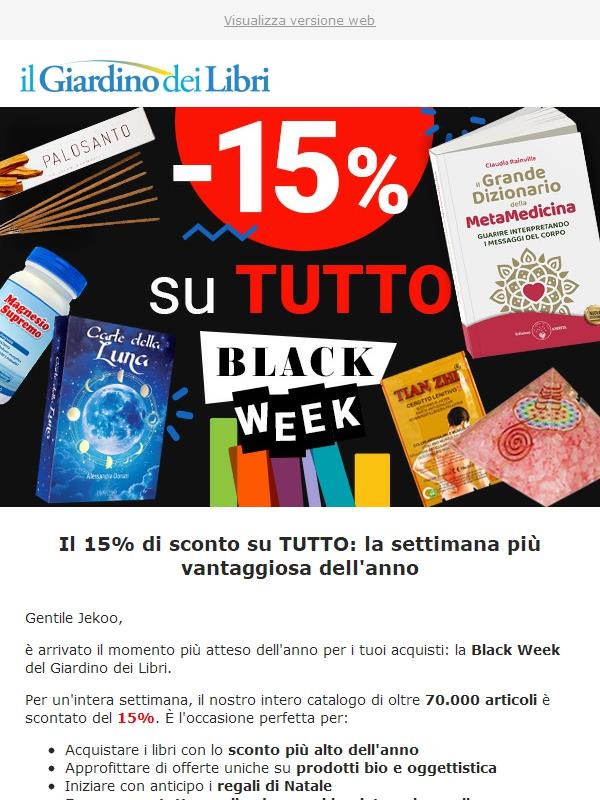 Black Week: 15% su libri e tutto il catalogo ⚡️