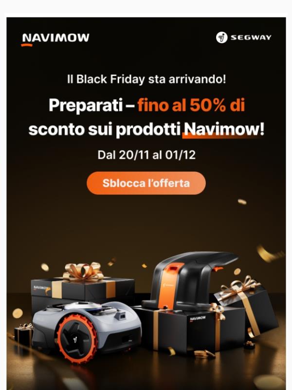 🔥Arriva il Black Friday — fino al 50% di sconto su Navimow!