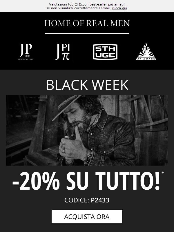 Black Week 🕶️ Acquista i look con il 20% di sconto!