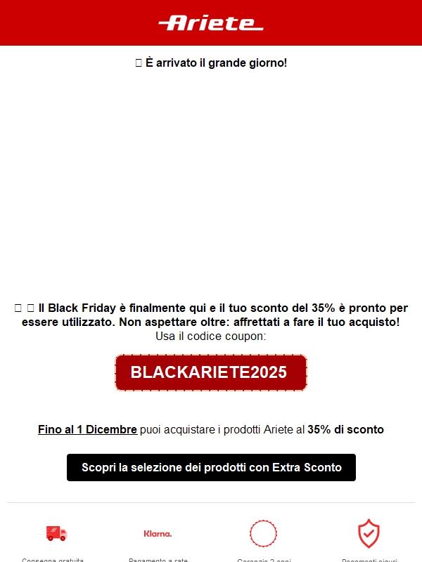 Black Friday: Sconto esclusivo del 35% solo per te