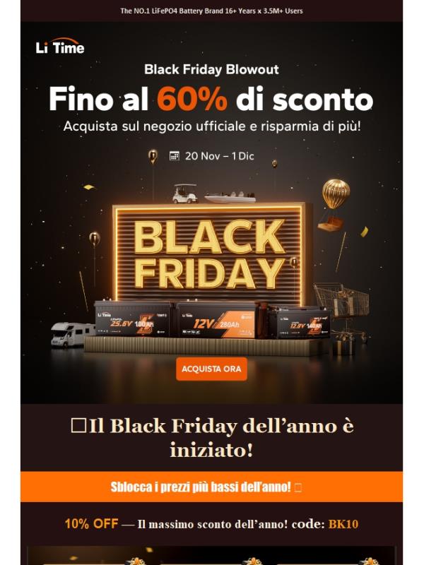 🔥La festa Black Friday di LiTime è iniziata! — I prezzi più bassi dell’anno sono qui!😆