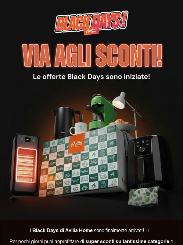 VIA ai Black Days Avilia 💣Ciao: preparati a risparmiare sul serio 😱