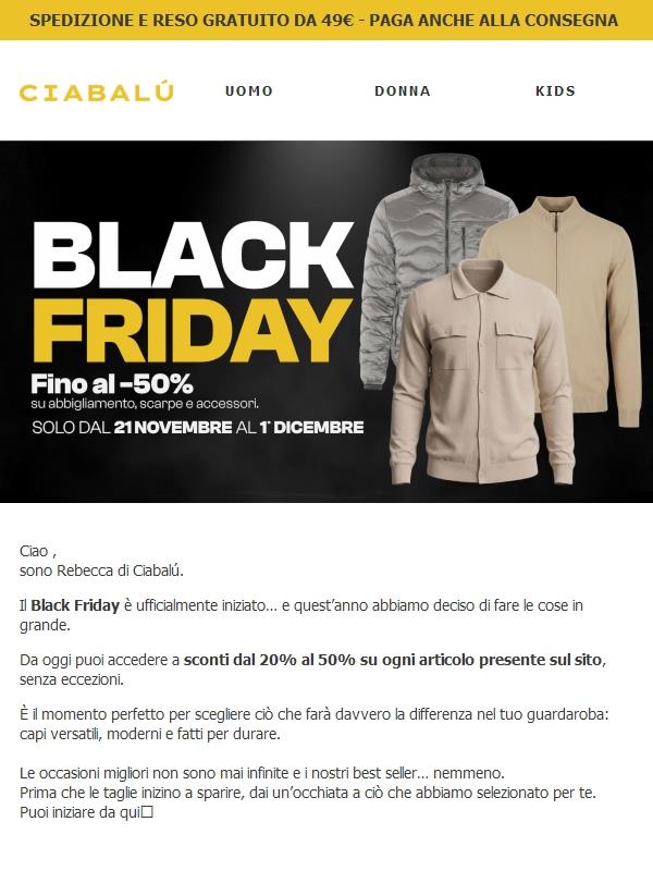 È iniziato il Black Friday Ciabalù: fino al -50%! 🖤