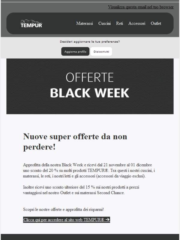 Risparmia alla grande con le nostre offerte della Black Week!
