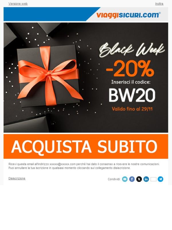 Black Week: -20% su tutte le polizze