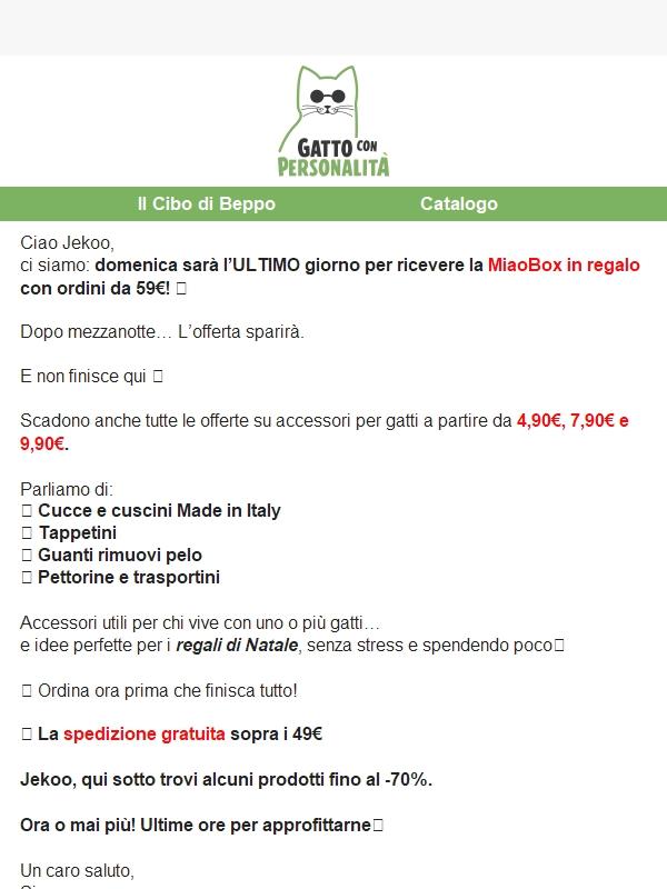 Ultimi giorni Miaobox in regalo