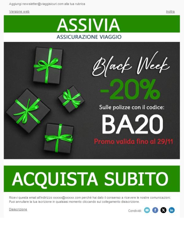 Black Week: -20% su tutte le polizze