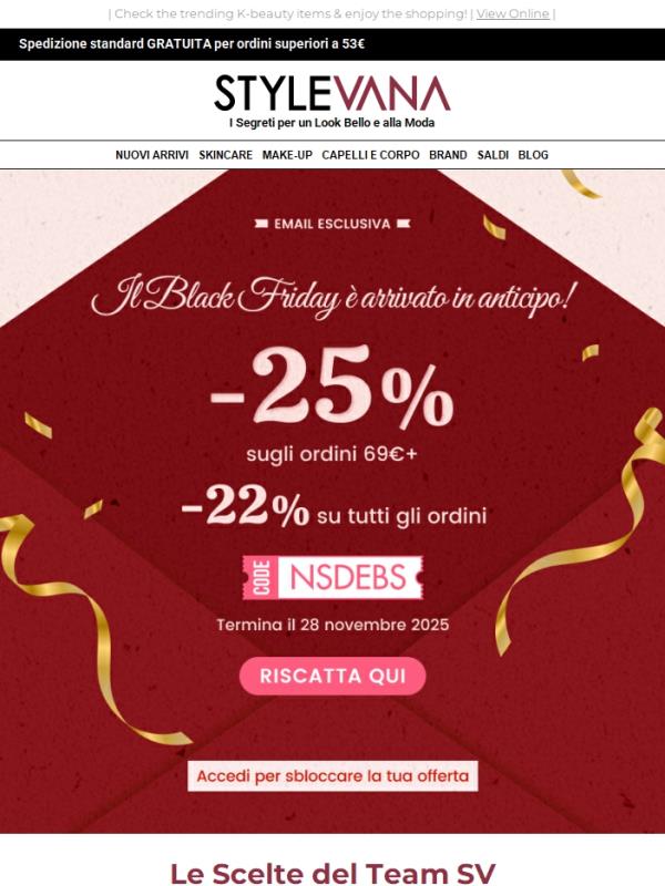 🖤🛍️EMAIL ESCLUSIVA: vieni a scoprire le tue esclusive per il Black Friday anticipato!