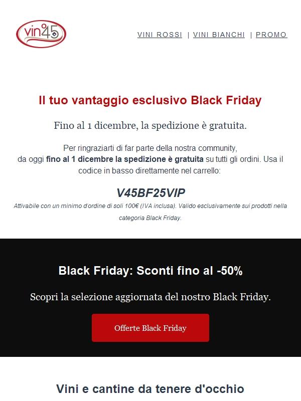 Vantaggio esclusivo Black Friday Vino45