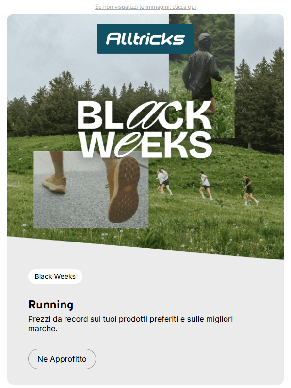 Black Weeks Running: prezzi che battono ogni record  !