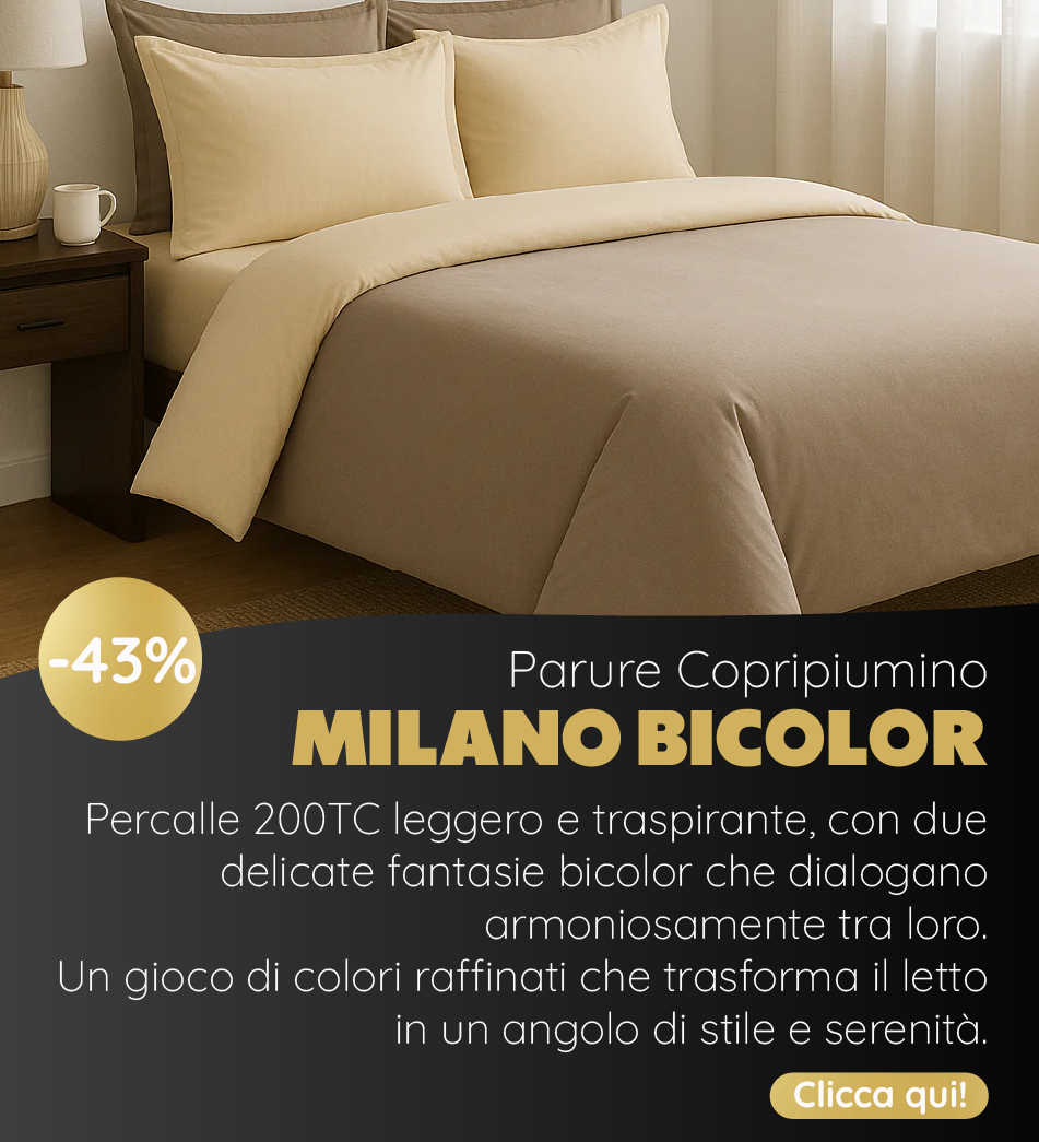 Parure Copripiumino in Percalle di Cotone 200TC Double Face - Milano Bicolor