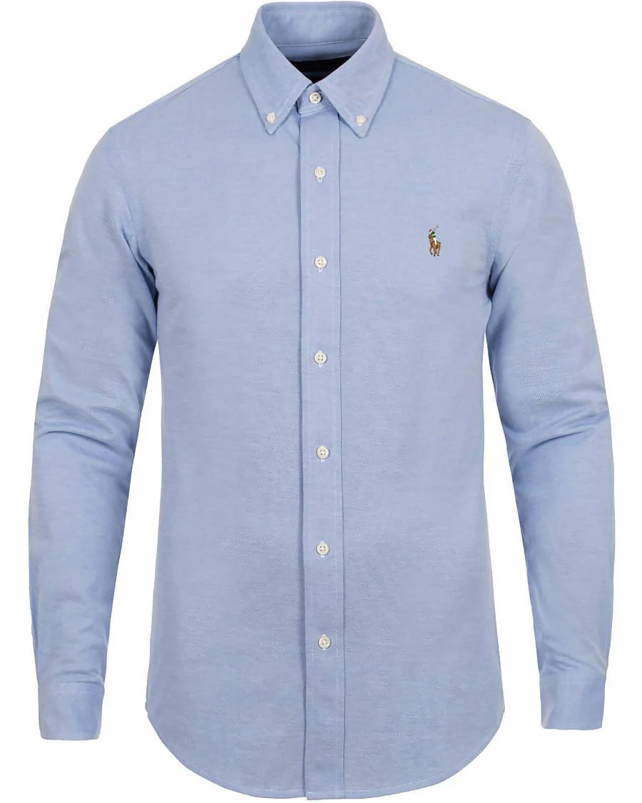Camicia Uomo Polo Ralph Lauren Camicia Casual Slim Fit Aderente In Oxford In Cotone Collo Button Down Logo Pony Ralph Lauren Ricamato