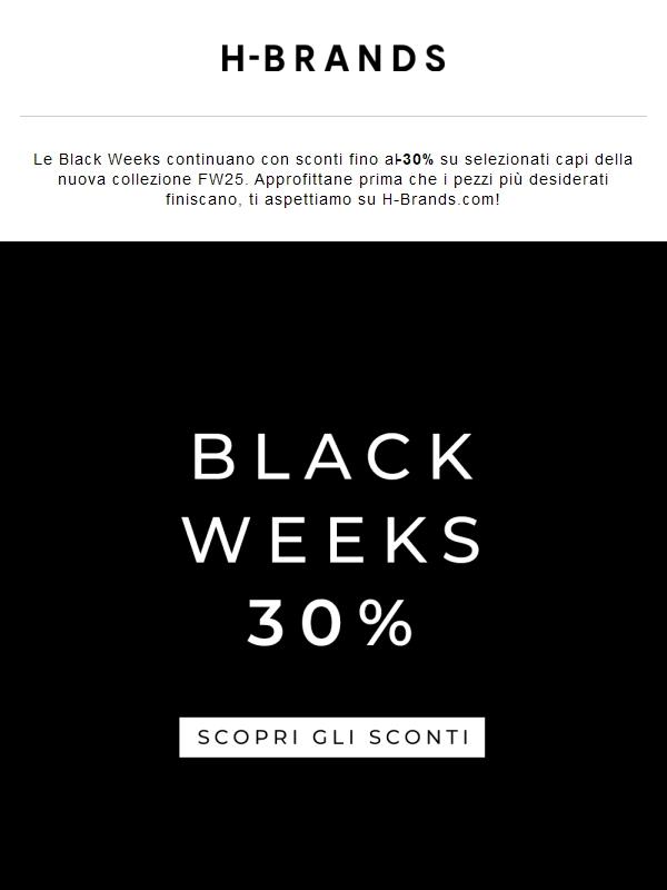 Weekend Black: fino al -30% su FW25