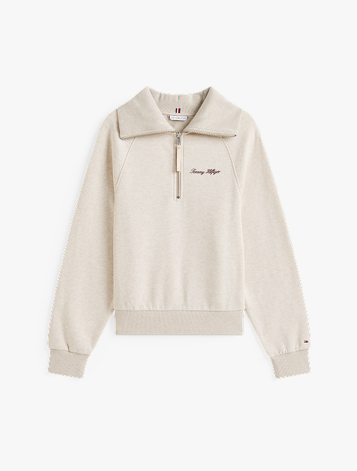 Felpa in maglia interlock con mezza zip