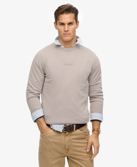 Superdry Uomo Felpa girocollo Micro Logo Beige Taglia:L