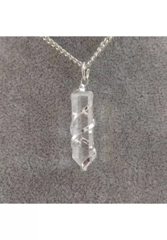 Image of Ciondolo Obelisco di QUARZO Ialino Cristallo di Rocca Collana Chakra Minerali A+