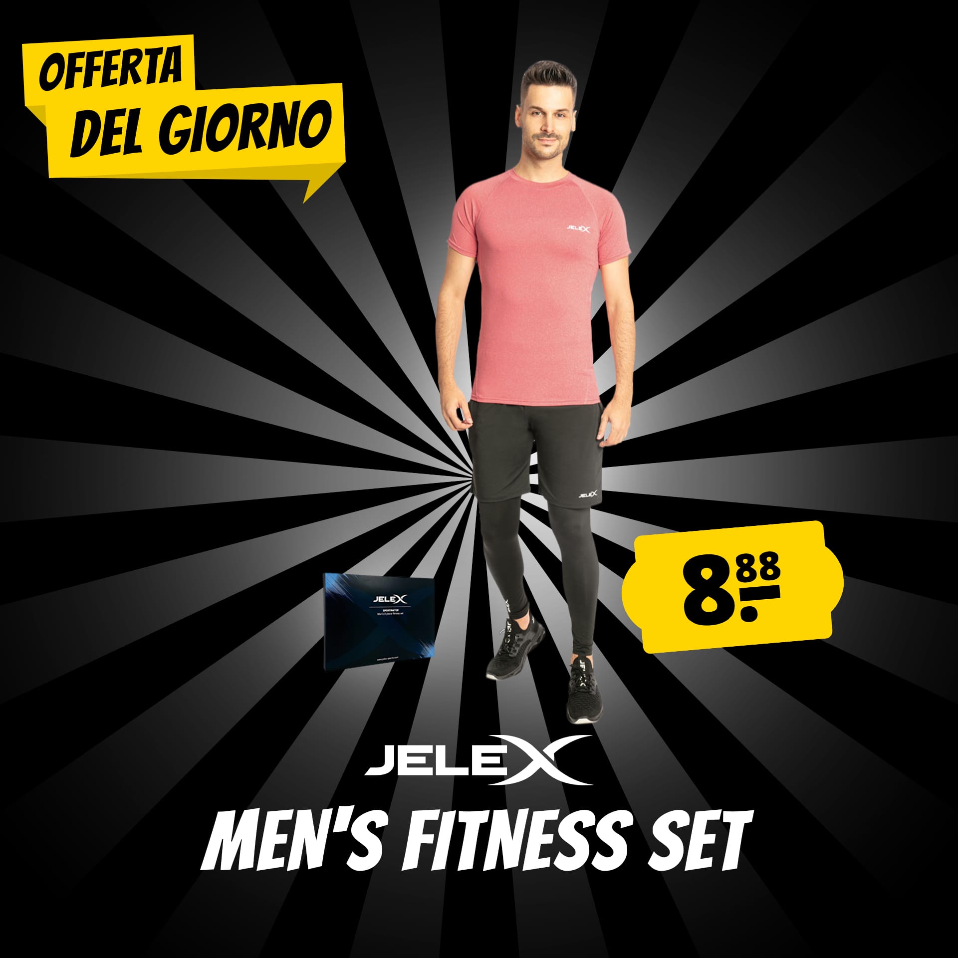 jelex sportinator uomo completo fitness 3 pezzi