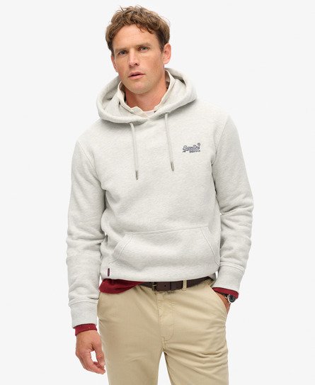 Superdry Maschio Felpa con cappuccio e logo Essential Grigio Chiaro Taglia:XL
