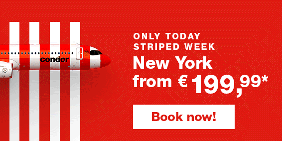 Only today striped week New York from 199,99 € Book now!