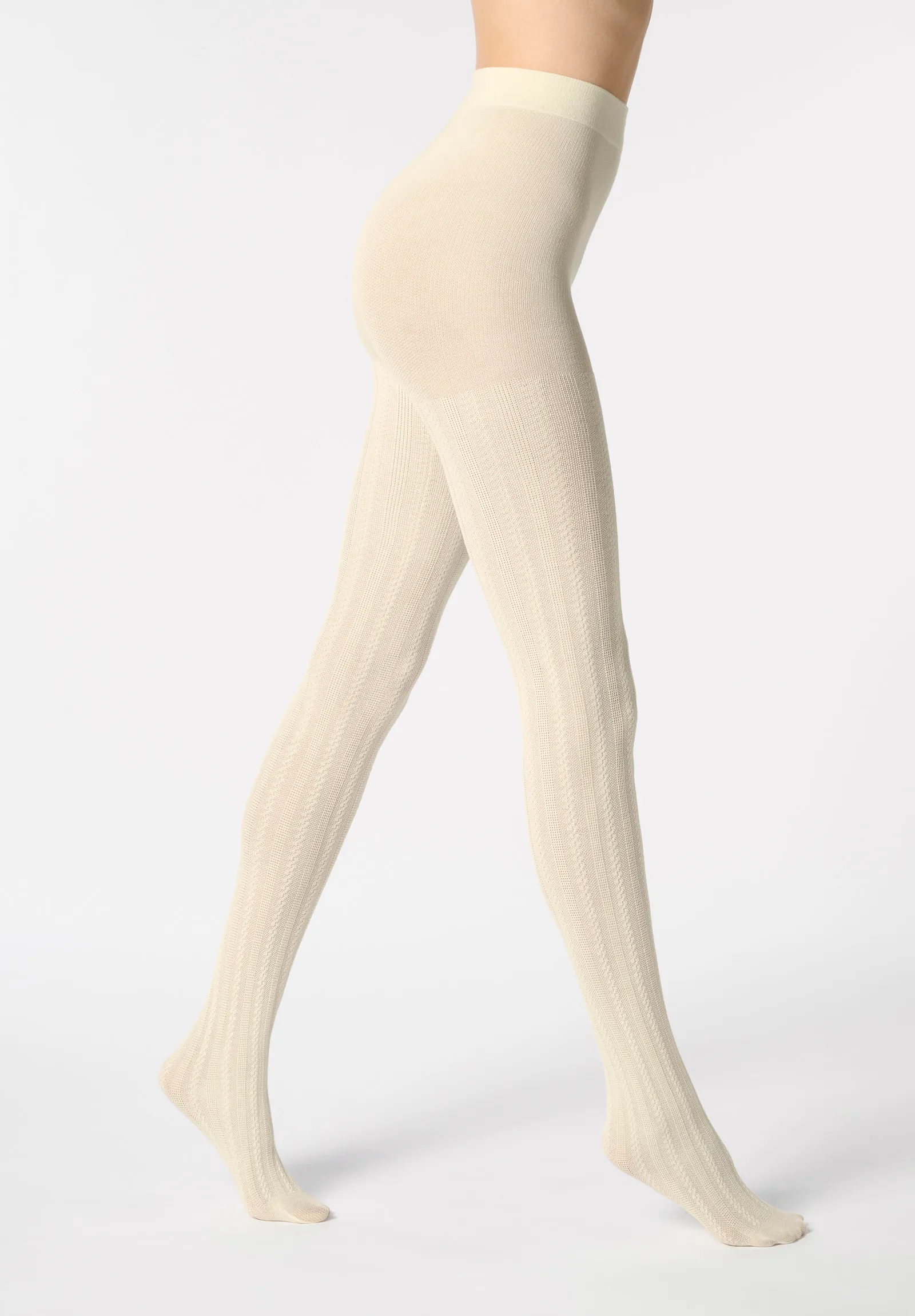 Image of Collant in Cotone con Motivo Geometrico Cotton Knit