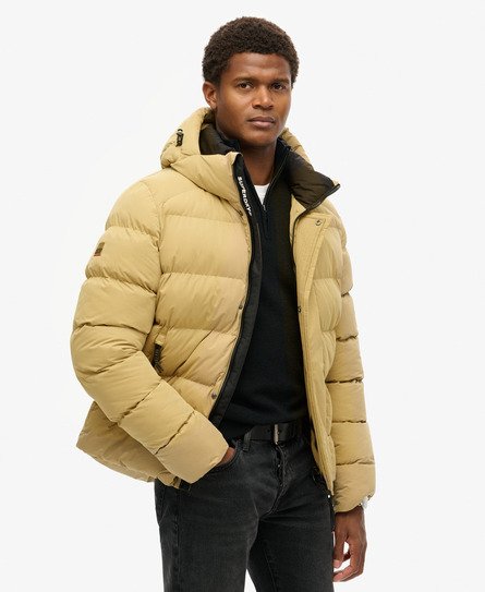 Superdry Maschio Giacca imbottita sportiva in microfibra con cappuccio Giallo Taglia:XXL