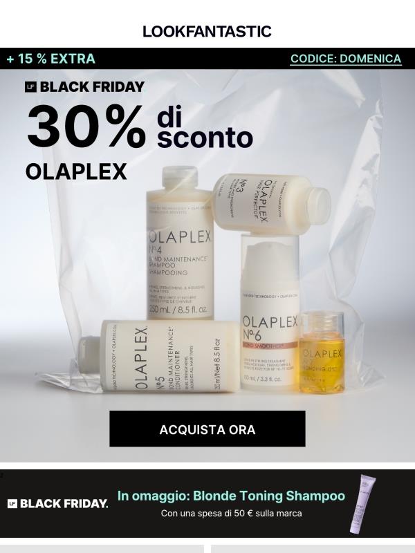 30% di sconto su OLAPLEX + 15% EXTRA