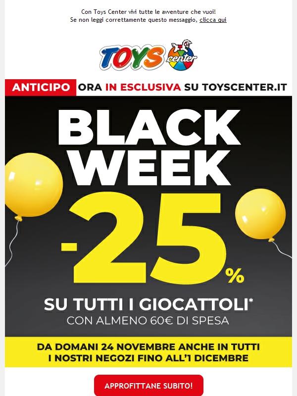 📢🎉 -25% su TUTTI i giocattoli per la Black week!