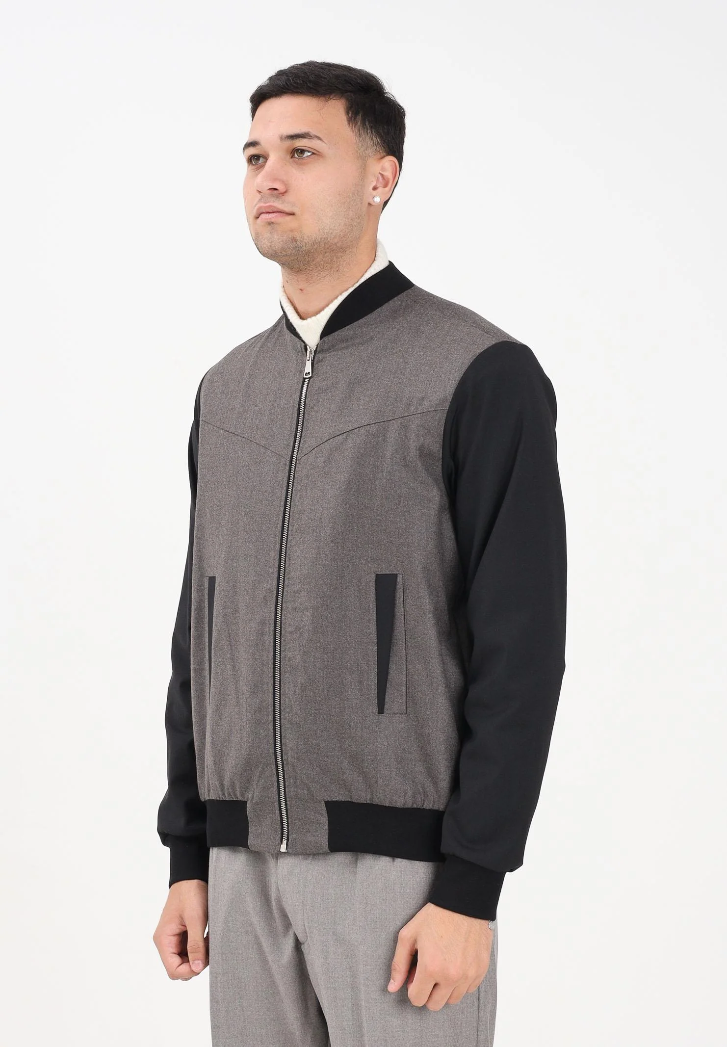 Image of YES LONDON Bomber grigio e nero da uomo