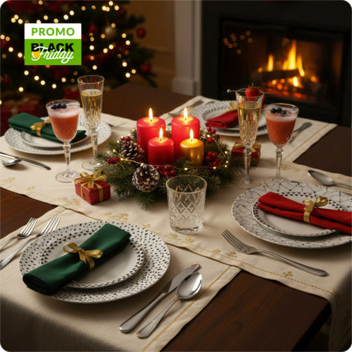 Steel Cutlery Set + Glassware + Porcelain Dinner Set