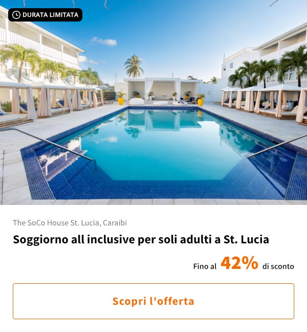 Soggiorno all inclusive per soli adulti a St. Lucia