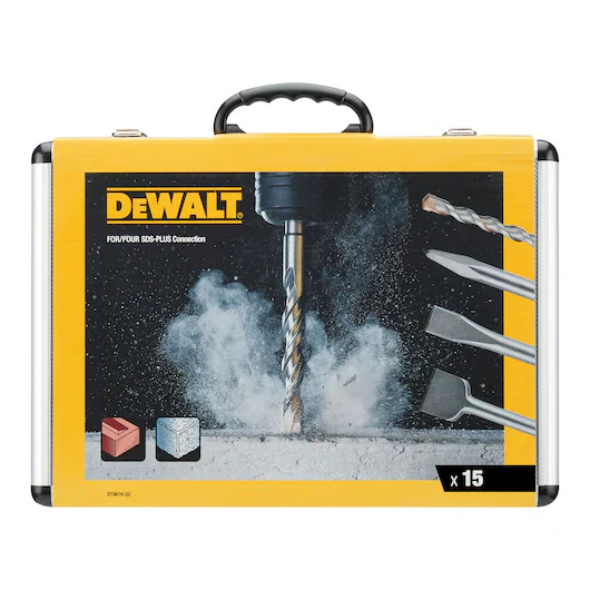 Image of Dewalt DT9679-QZ Set di punte e scalpelli SDS plus da 15 pezzi in valigetta di alluminio