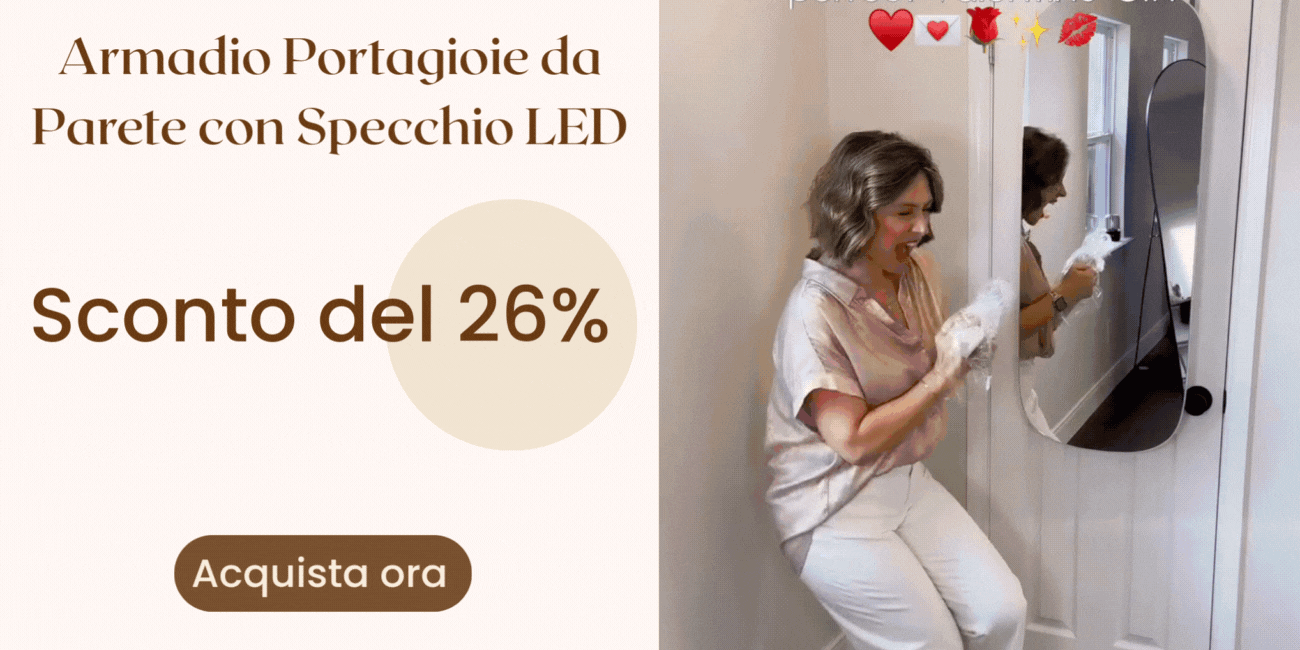 Armadio Portagioie da Parete con Specchio LED