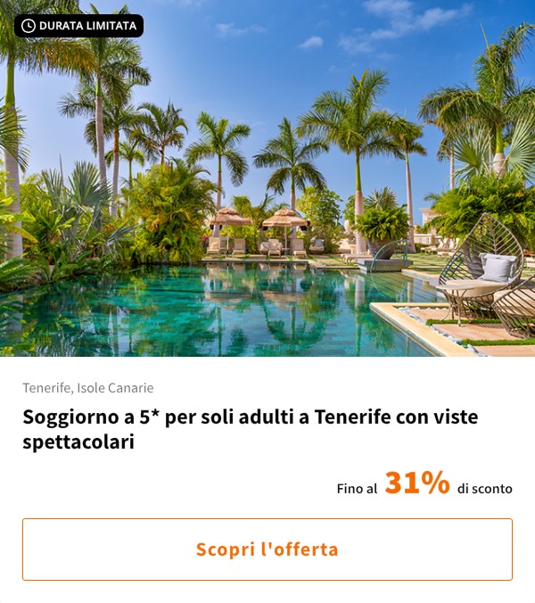 Soggiorno a 5* per soli adulti a Tenerife con viste spettacolari