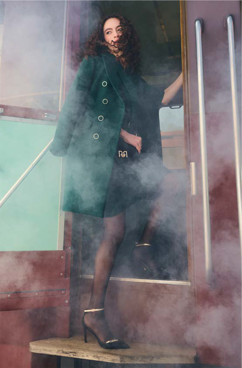 Cappotto Doppiopetto Verde misto Lana