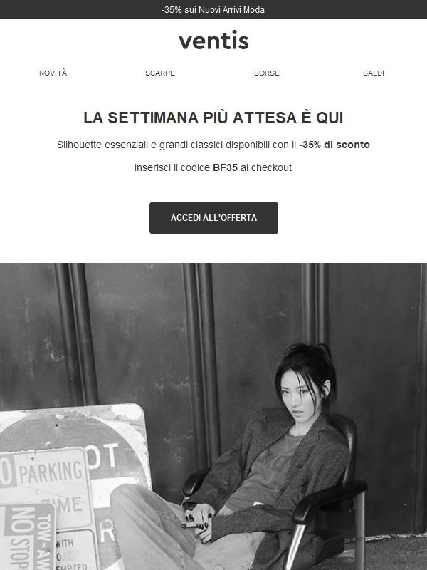 Black Friday Week: -35% sulle firme della stagione