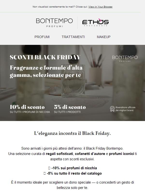 Black Friday ✨ Regali sofisticati, cofanetti e profumi iconici.