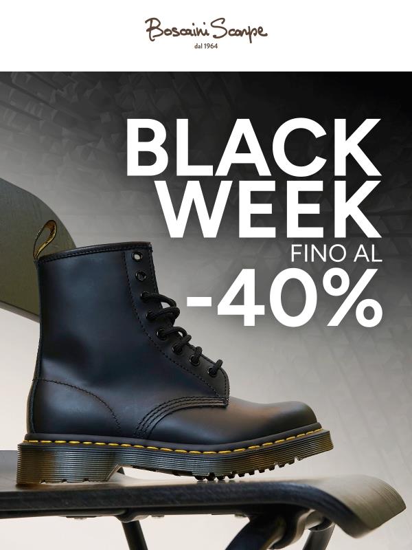 Fino al -40%: la Black Week continua!