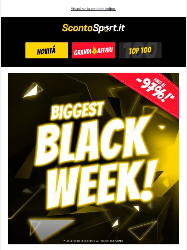 🖤 La PIÙ GRANDE BLACK WEEK nei 15 anni di storia di ScontoSport inizia ORA! 🖤