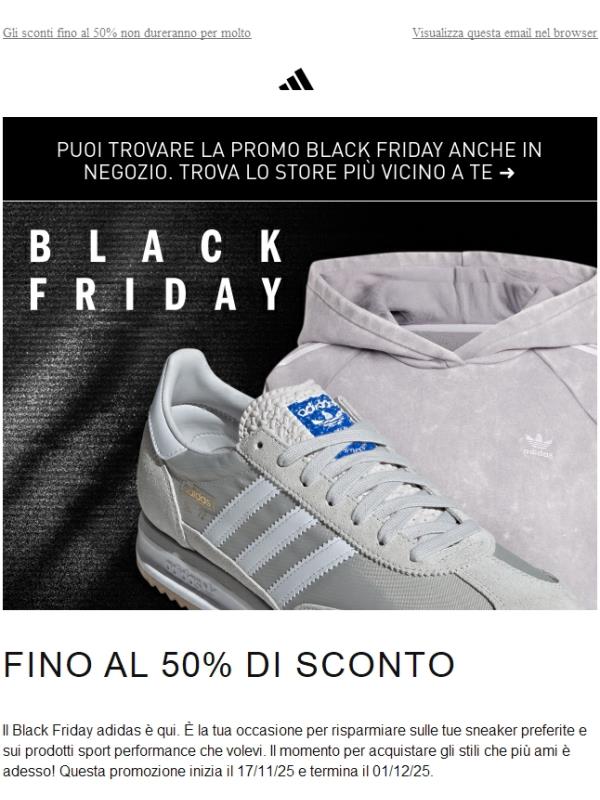 Non perderti gli sconti del Black Friday adidas!