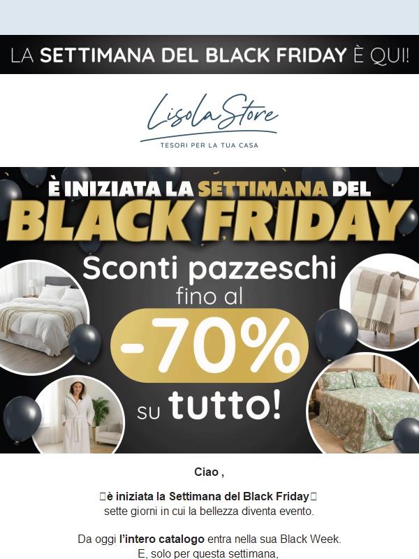 La Settimana del Black Friday è qui! Sconti fino al -70%