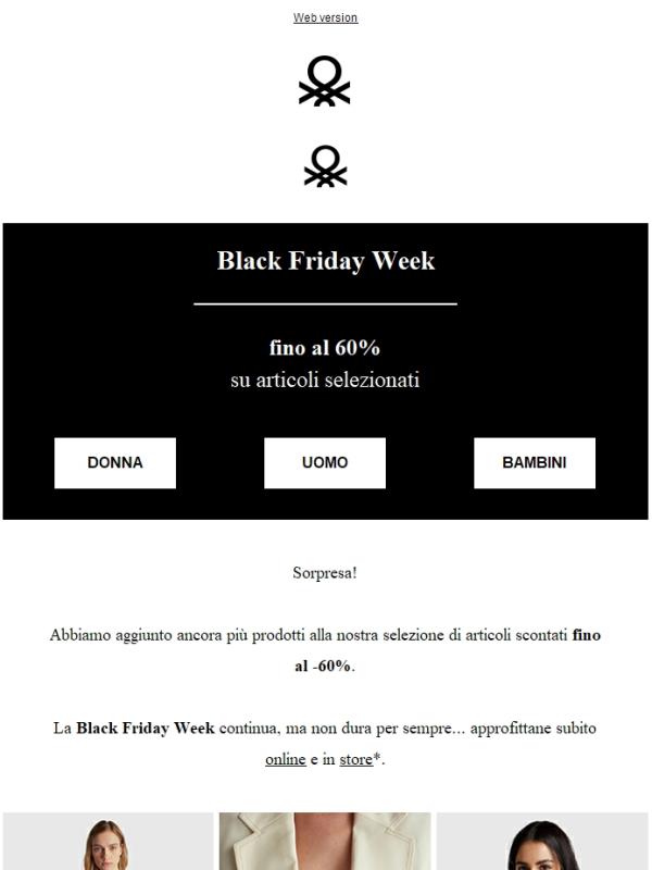Black Friday Week: ancora più articoli fino al -60%