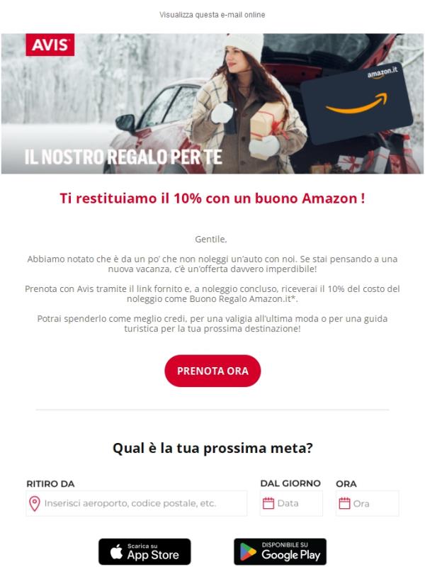 Ricevi un buono Amazon pari al 10% del tuo noleggio