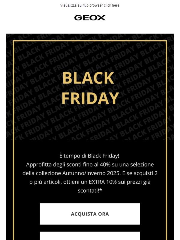 💥 Black Friday Geox: fino al 40% + EXTRA 10% sui prezzi scontati!