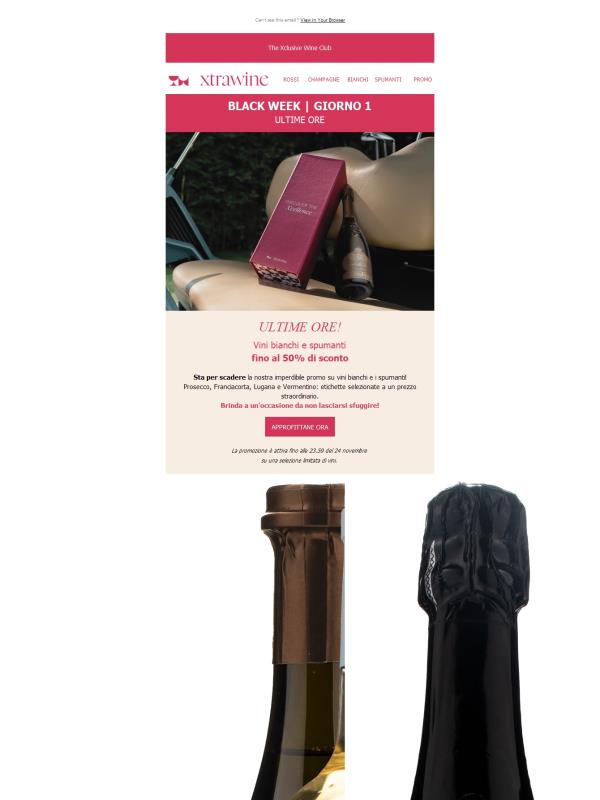 ULTIME ORE - Fino al 50% di sconto su bianchi e spumanti